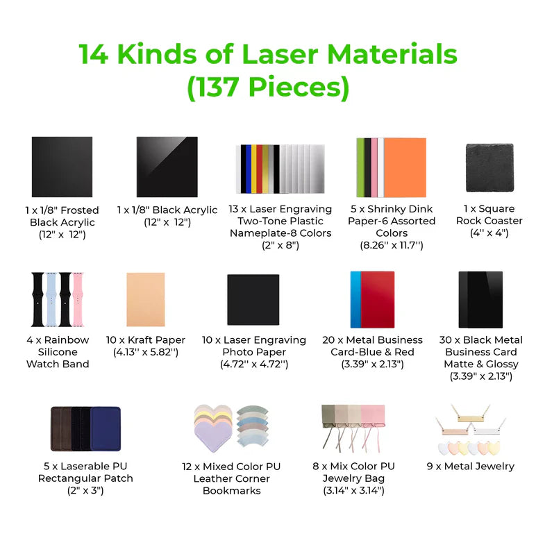 xTool F1 Laser Material Explore Kit (137 Pcs)